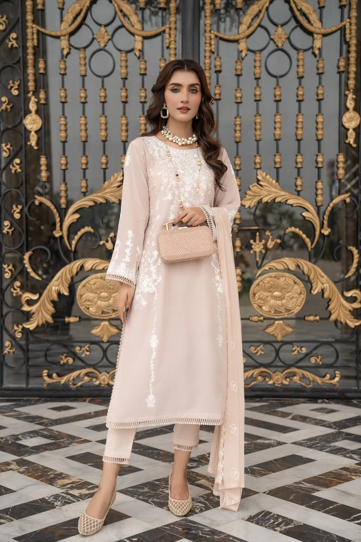 3PC LINEN READY TO WEAR DRESS BY DRESSCODE 08