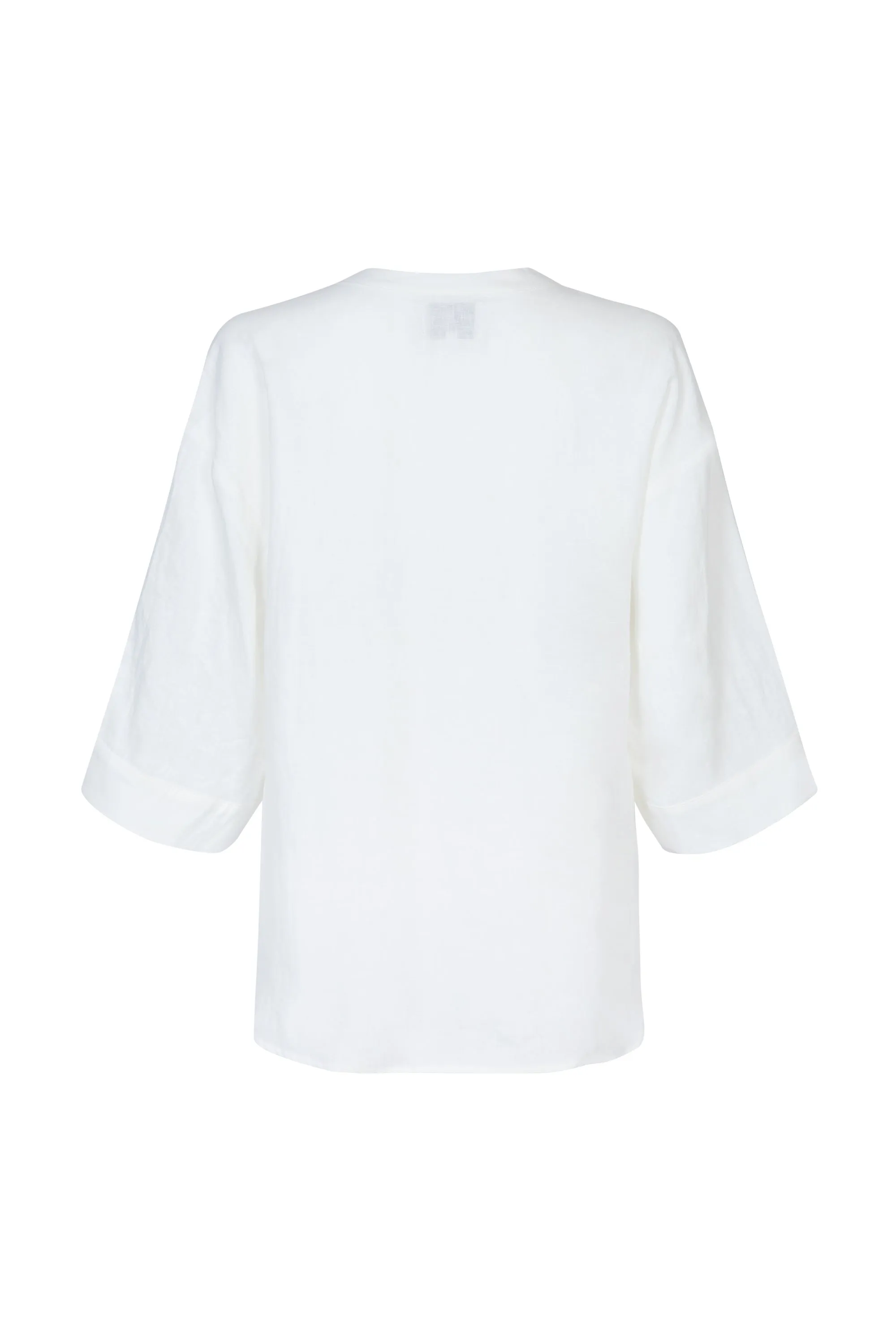 'Andrea' Embroidered Linen Shirt - White