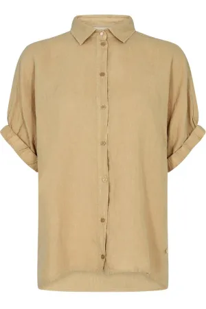 Aven Ss Linen Shirt | Ginger Root | Skjorte fra Mos Mosh