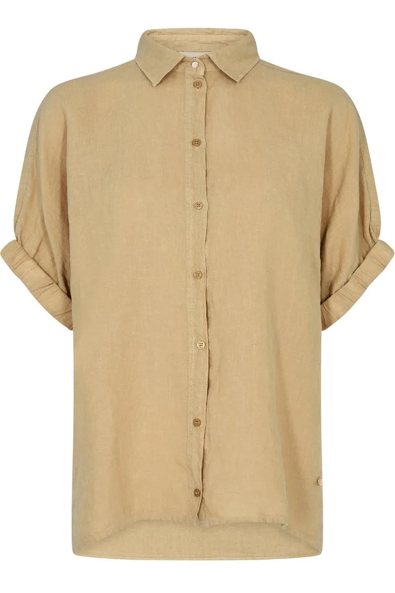 Aven Ss Linen Shirt | Ginger Root | Skjorte fra Mos Mosh