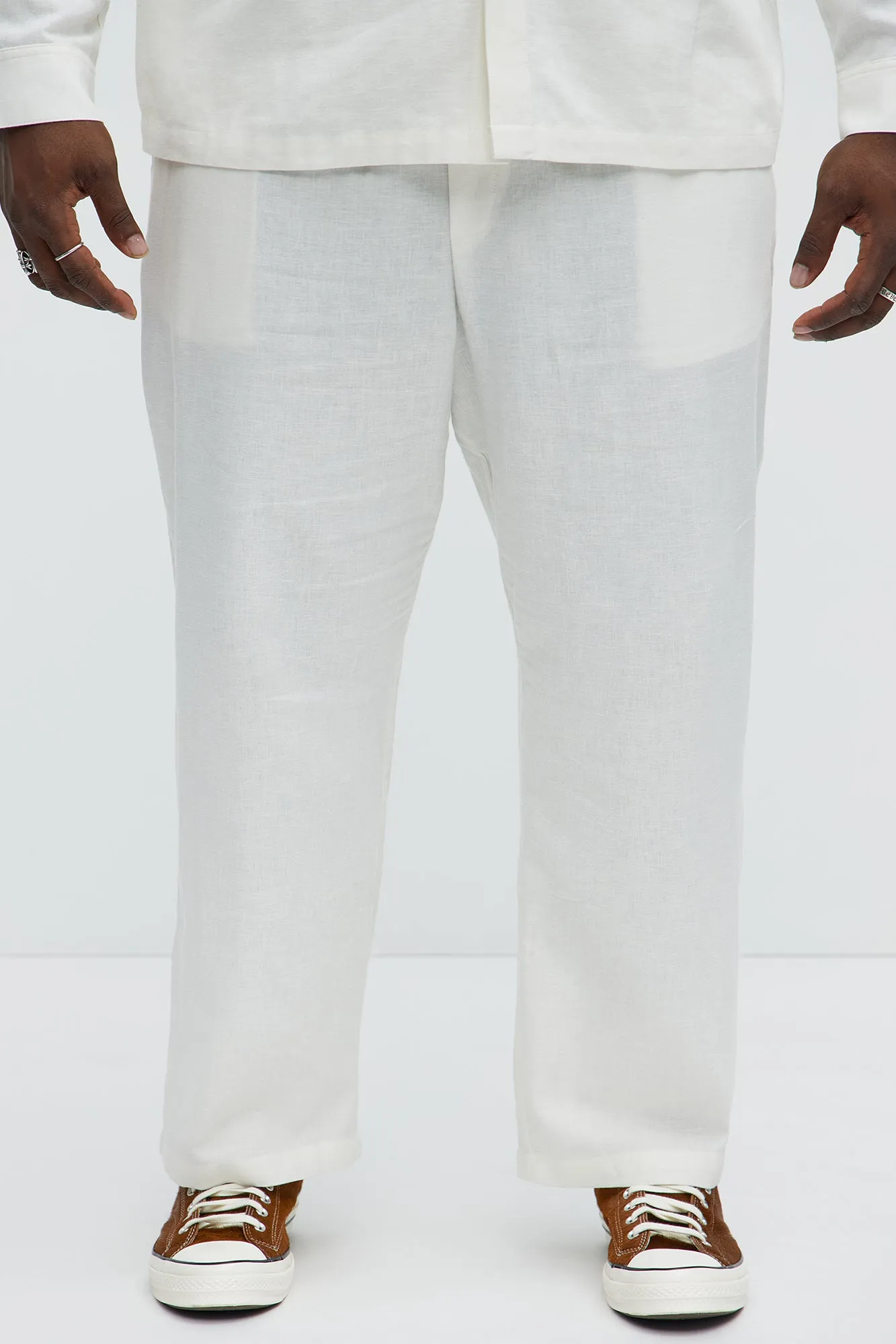 Bahamas Straight Linen Pants - White