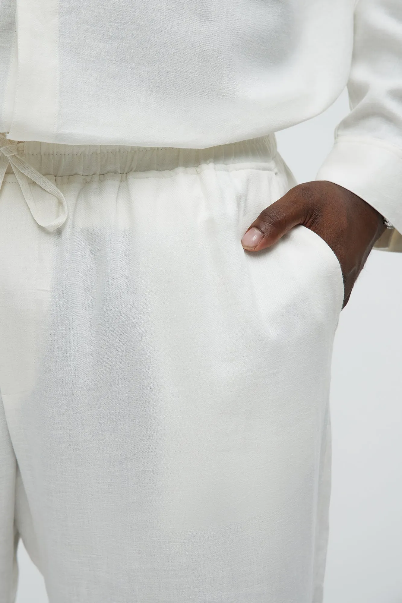 Bahamas Straight Linen Pants - White