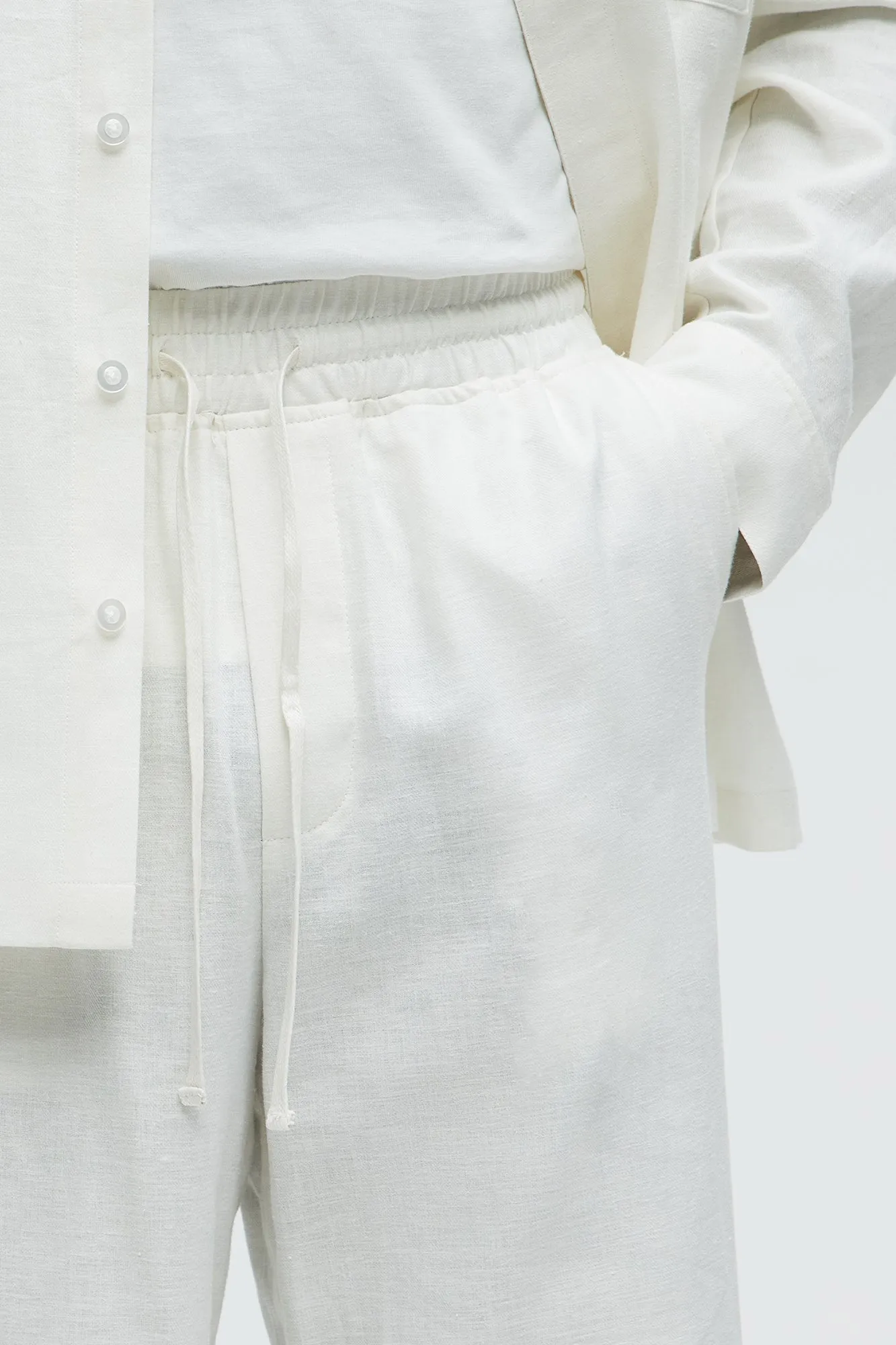 Bahamas Straight Linen Pants - White