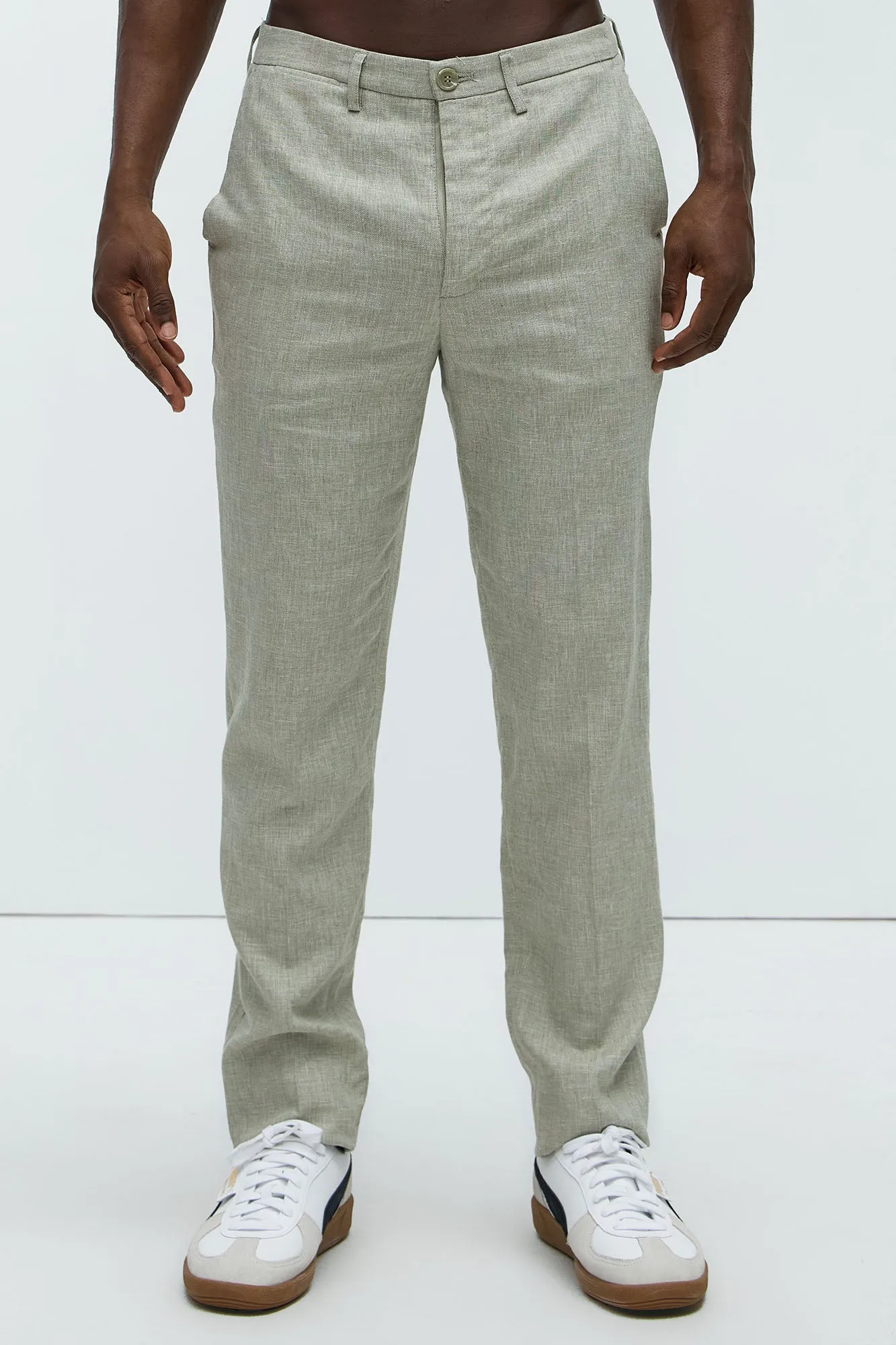 Bahamas Straight Linen Trousers - Green