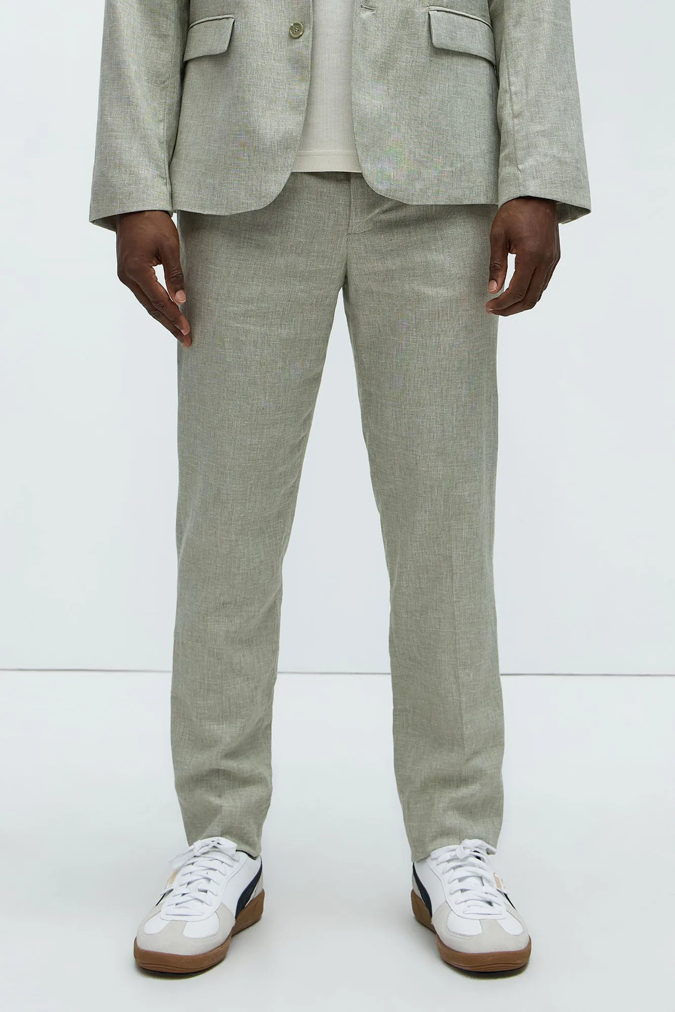 Bahamas Straight Linen Trousers - Green