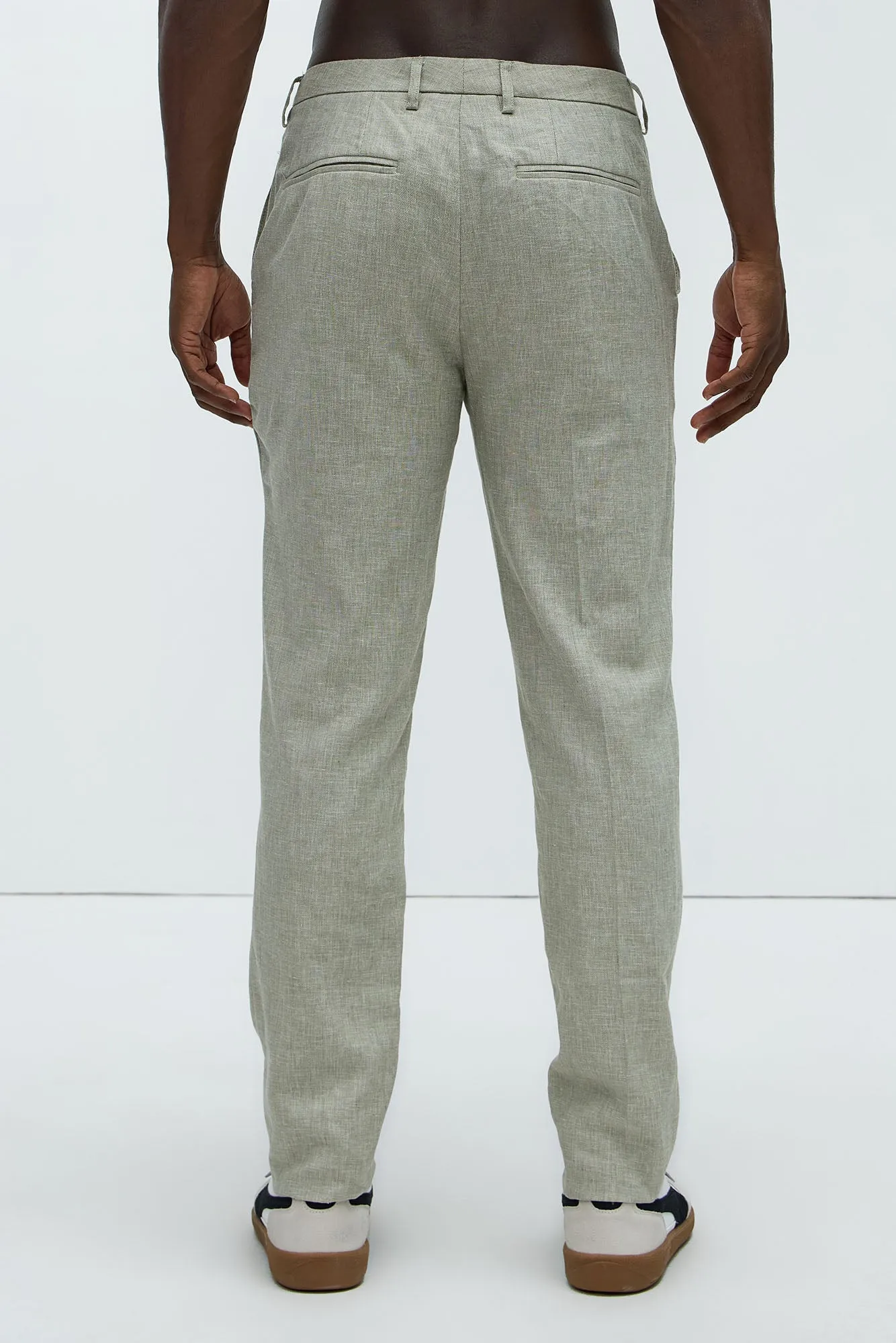 Bahamas Straight Linen Trousers - Green