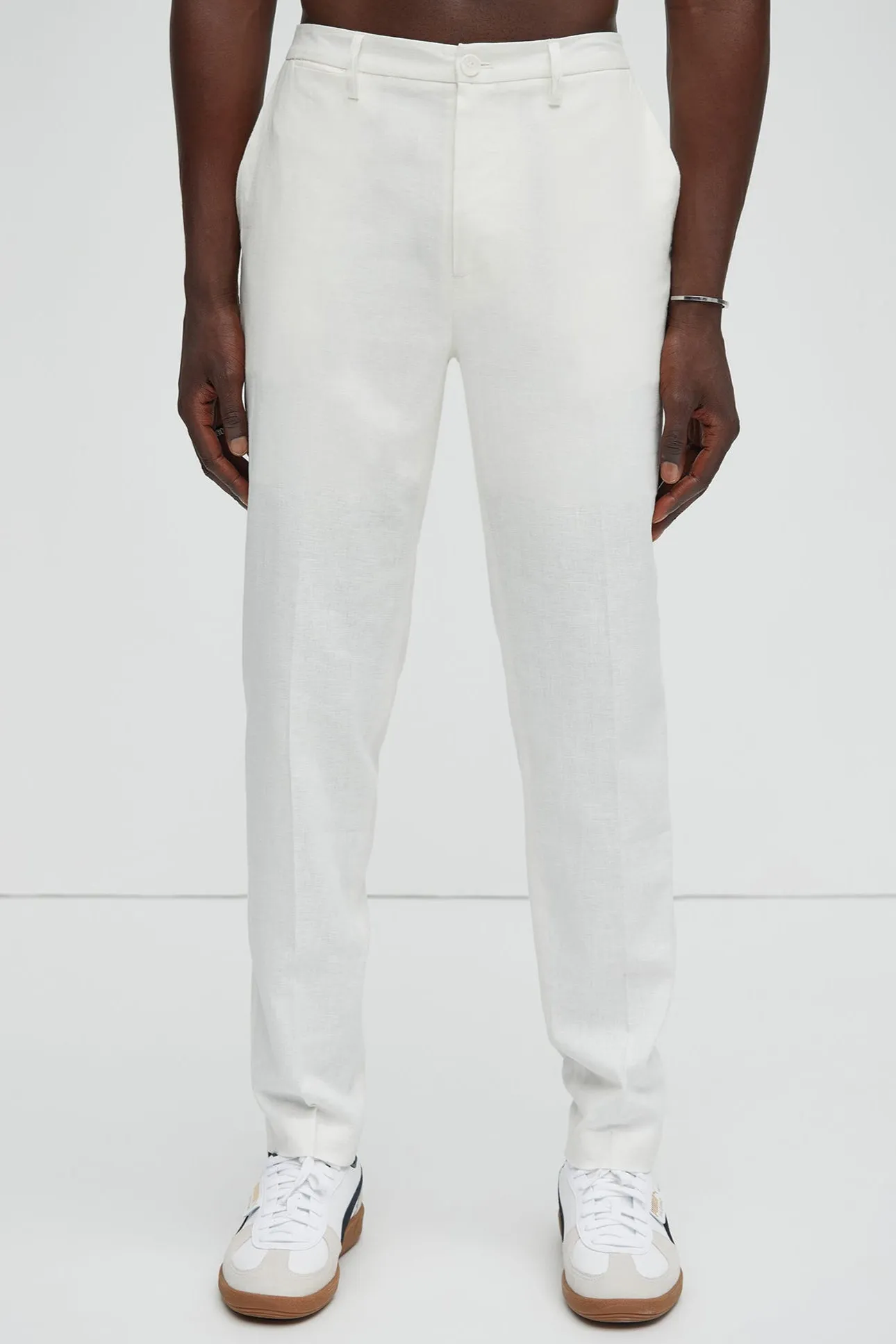 Bahamas Straight Linen Trousers - White