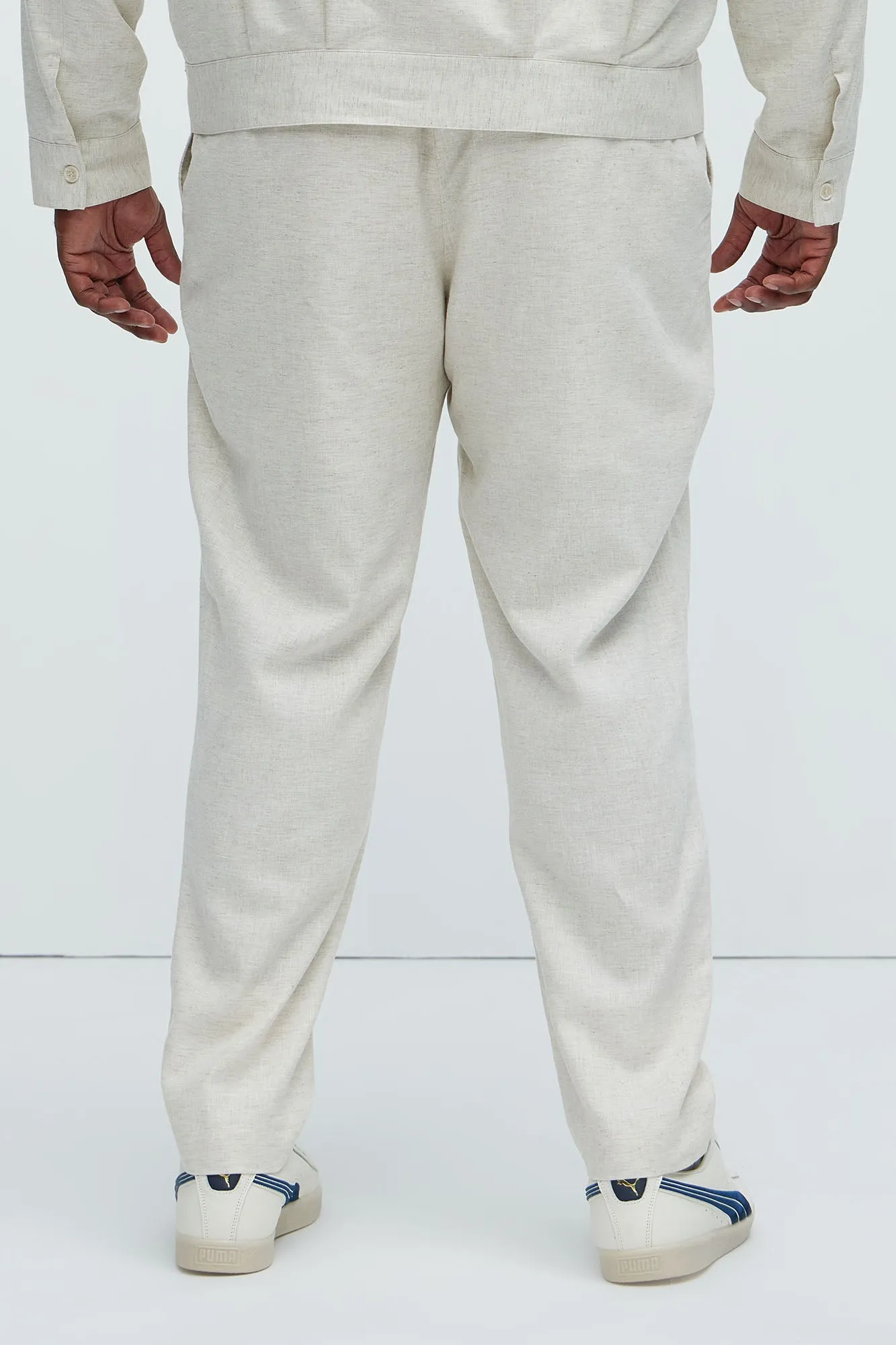 Bahamas Straight Pleated Linen Trousers - Oatmeal