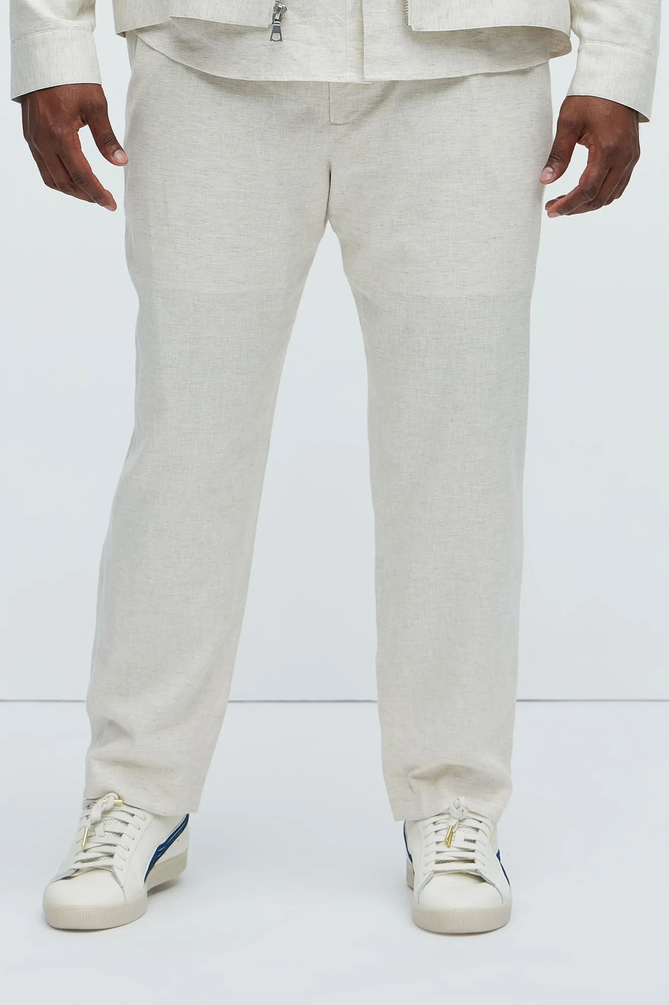 Bahamas Straight Pleated Linen Trousers - Oatmeal