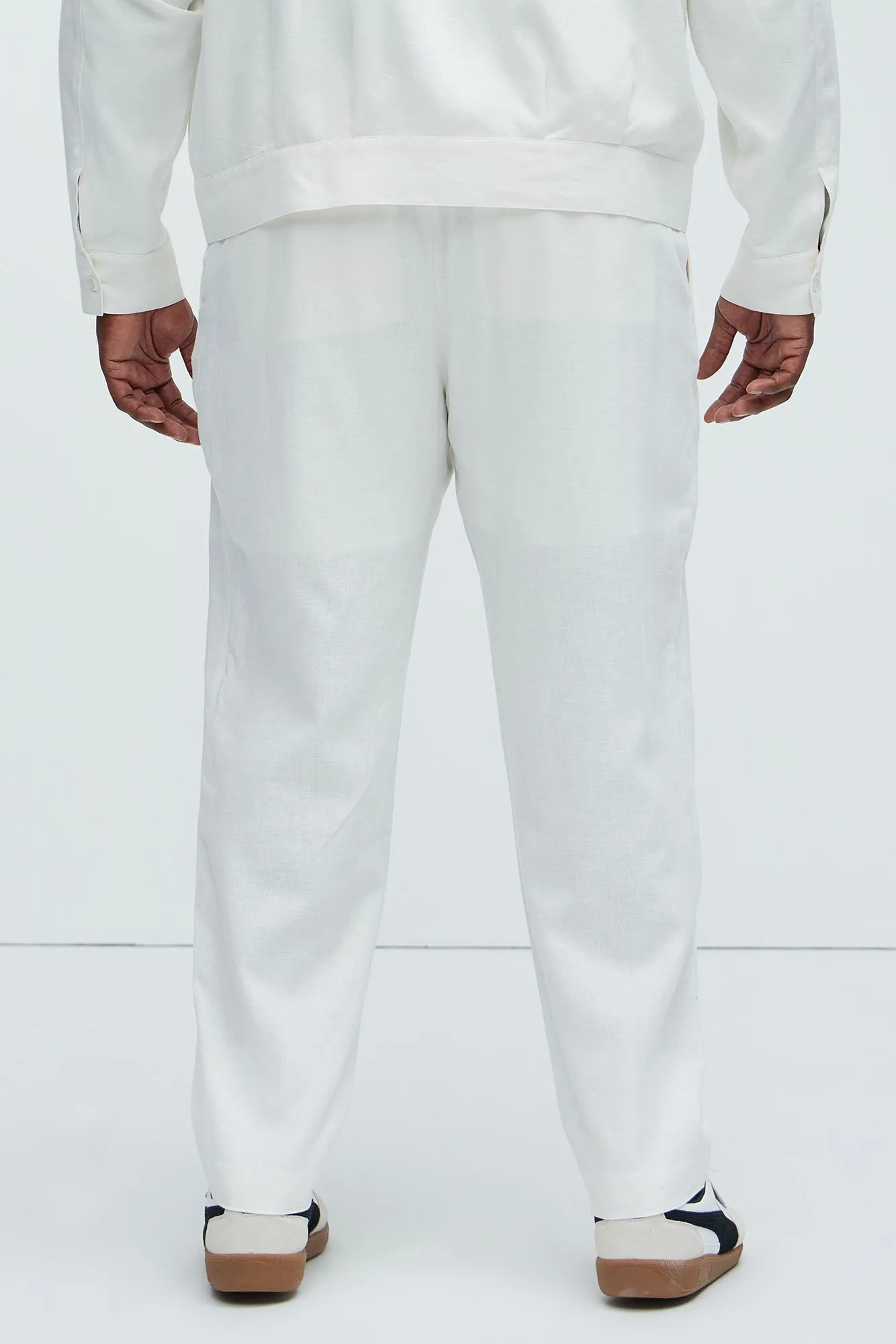 Bahamas Straight Pleated Linen Trousers - White