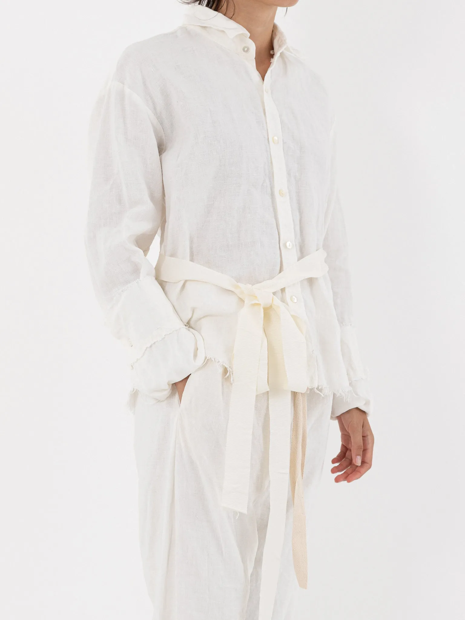 Elena Dawson Shirt, White Linen