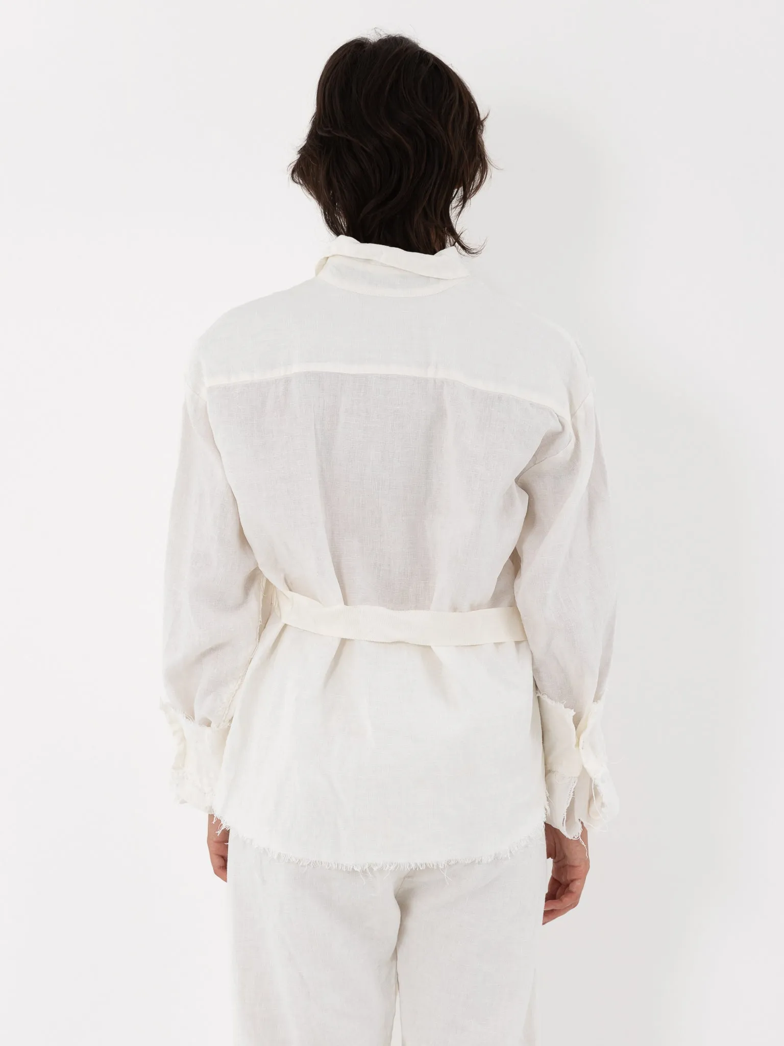 Elena Dawson Shirt, White Linen