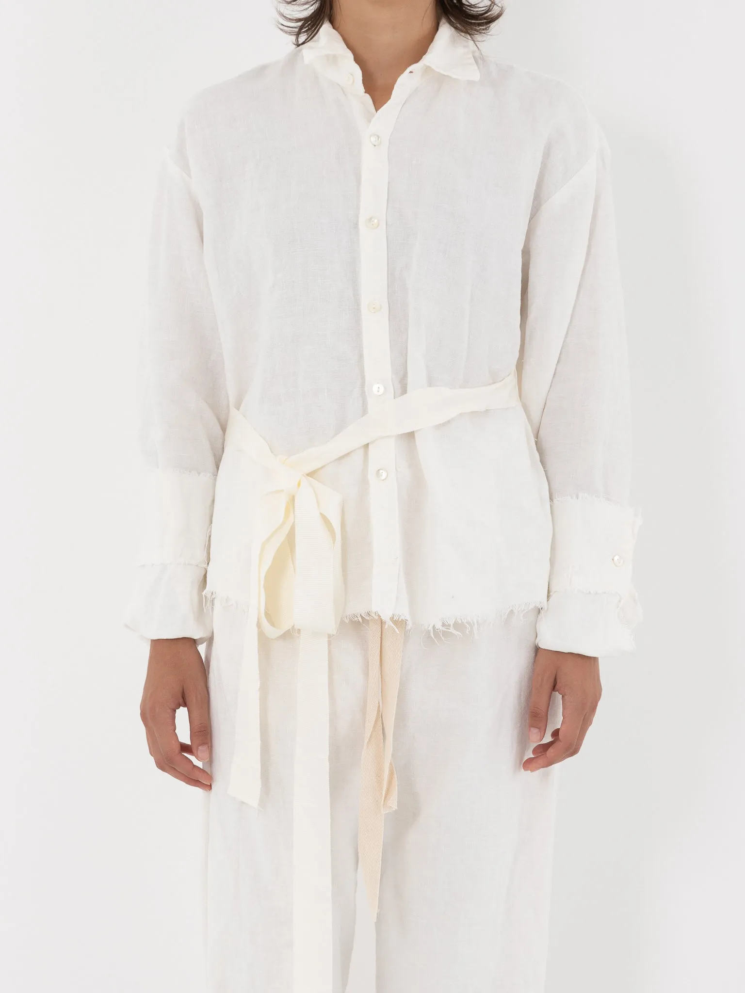 Elena Dawson Shirt, White Linen