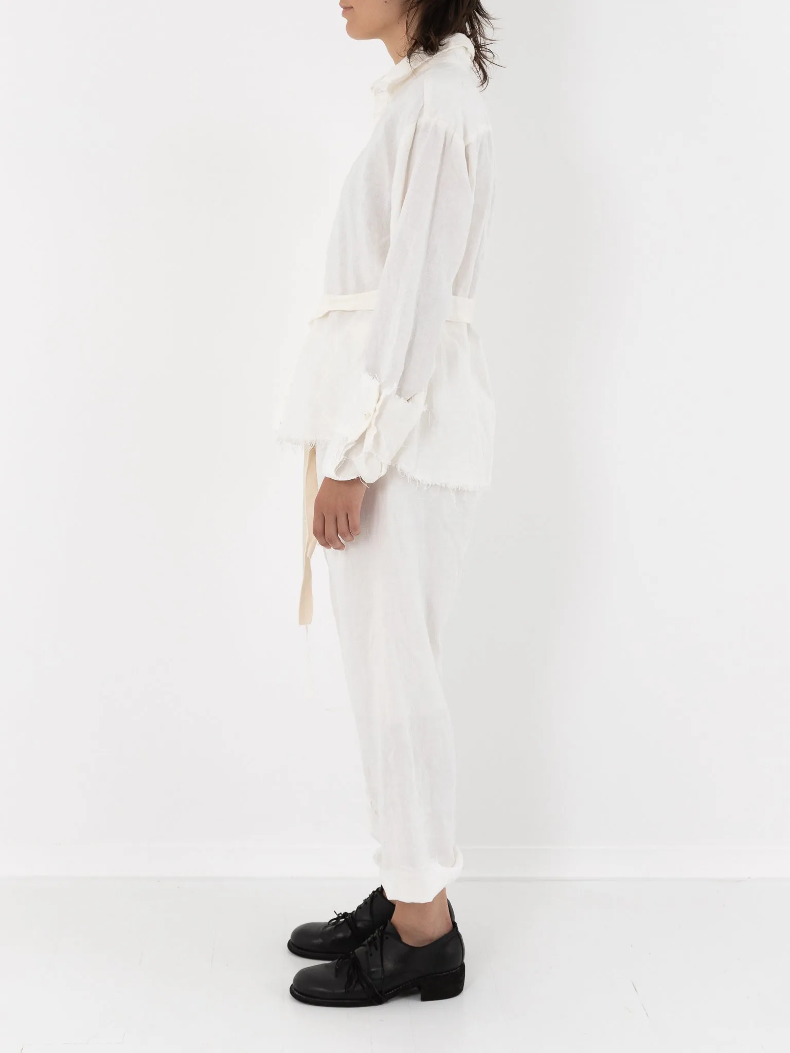 Elena Dawson Shirt, White Linen
