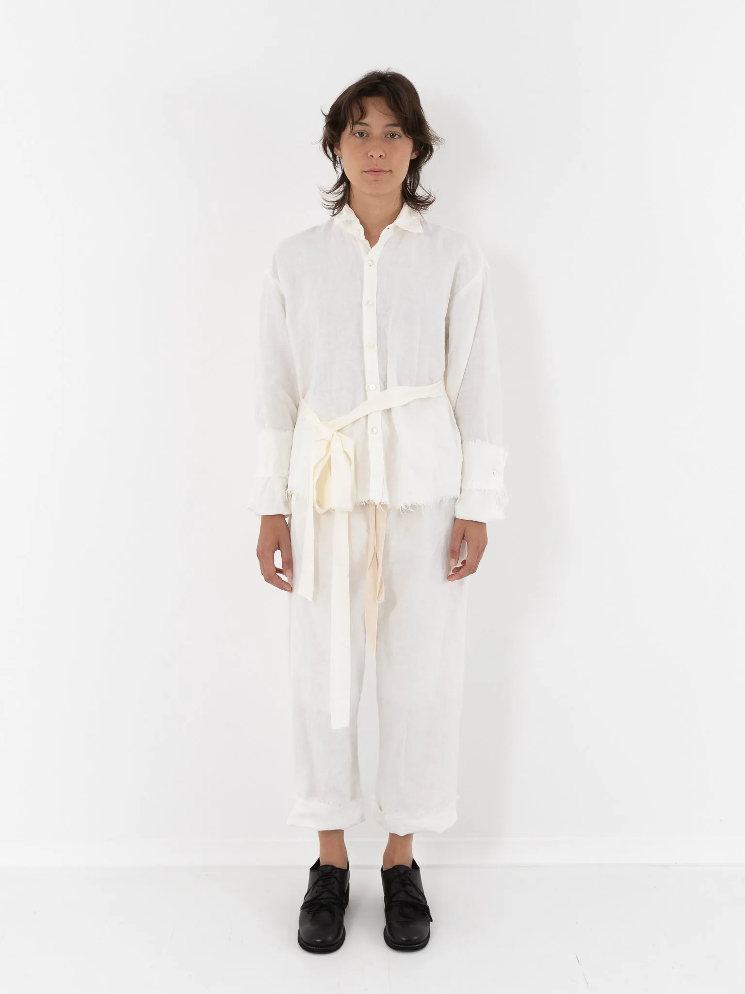 Elena Dawson Shirt, White Linen