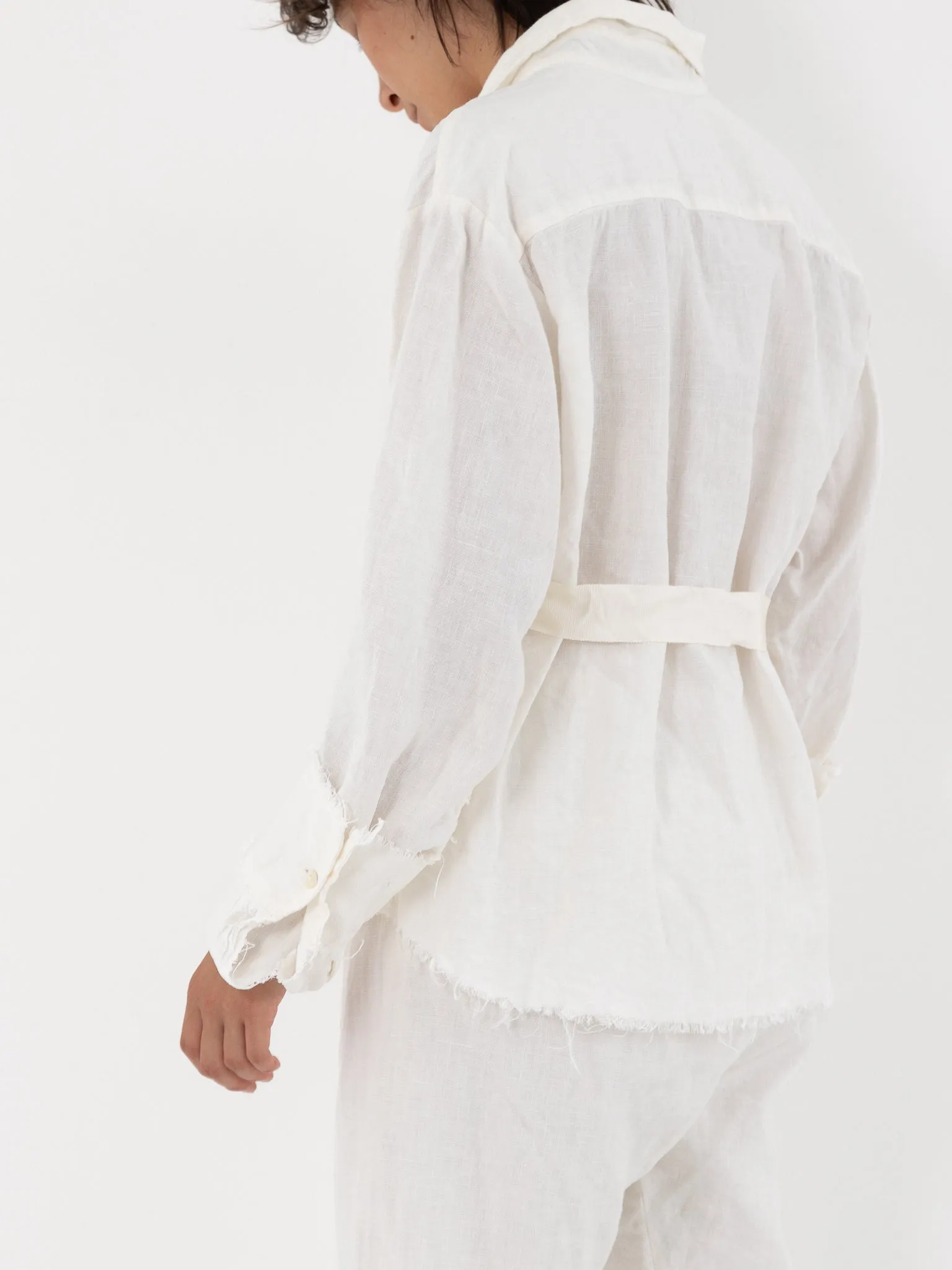 Elena Dawson Shirt, White Linen