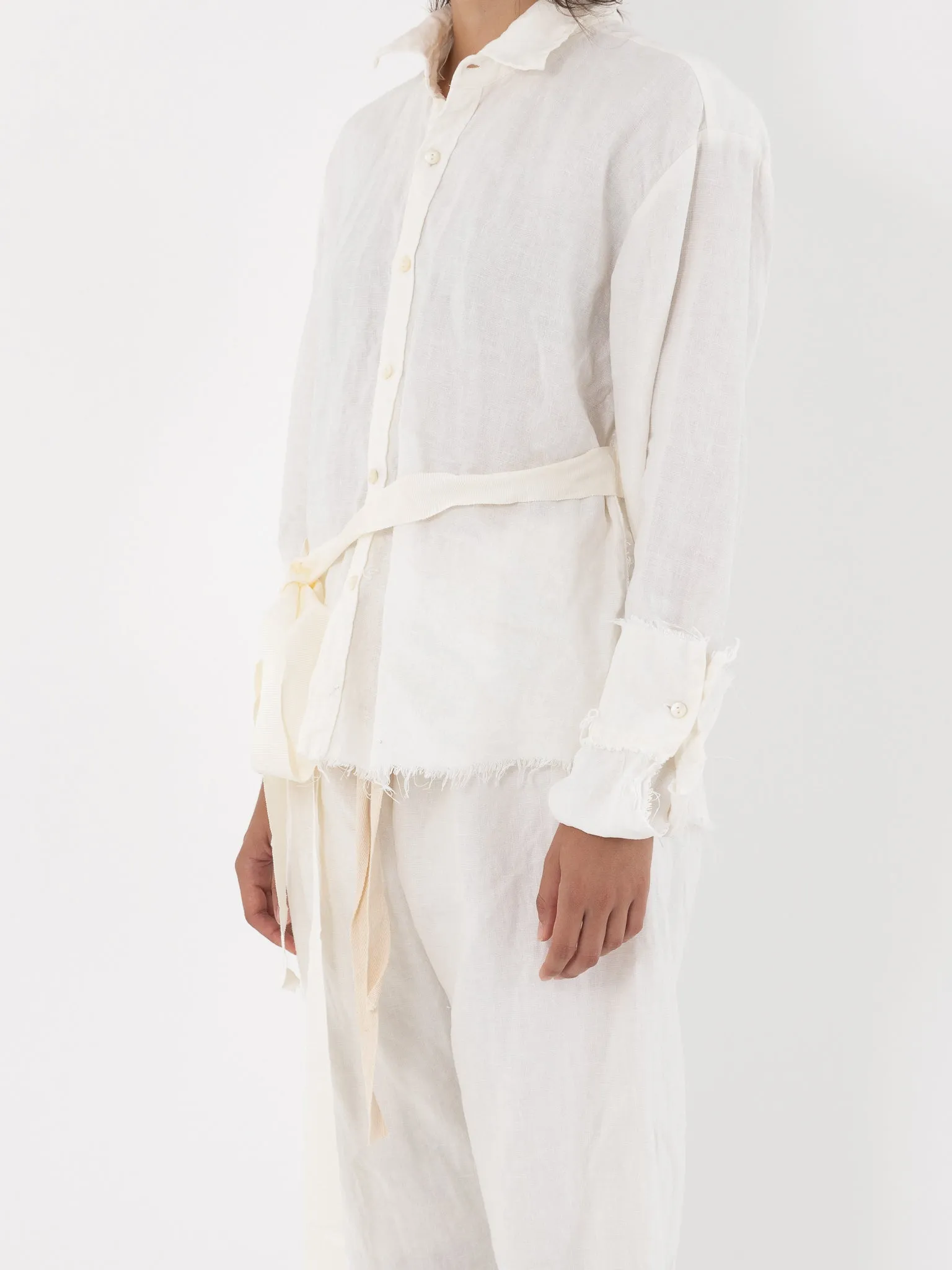 Elena Dawson Shirt, White Linen