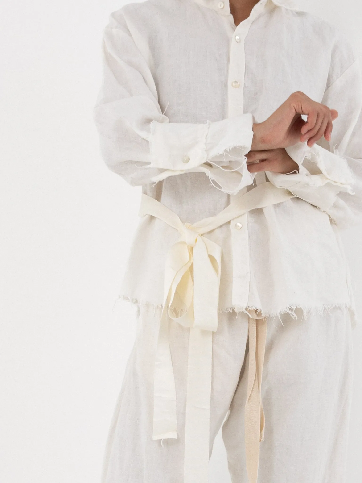 Elena Dawson Shirt, White Linen