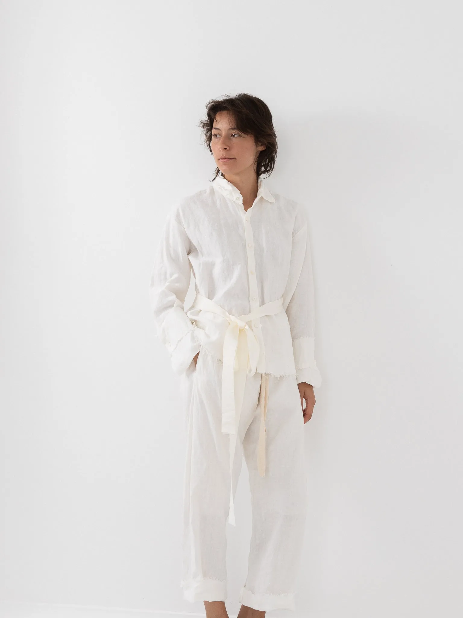 Elena Dawson Shirt, White Linen