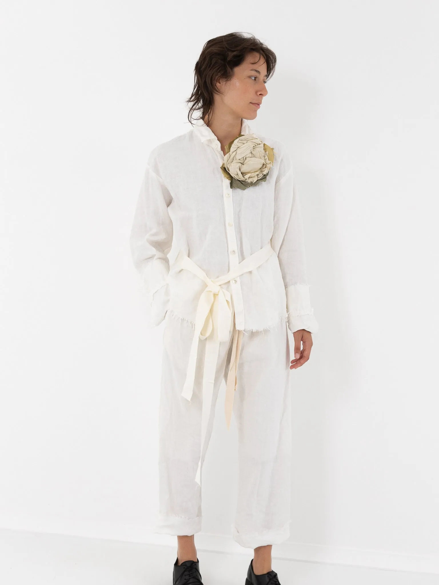 Elena Dawson Shirt, White Linen