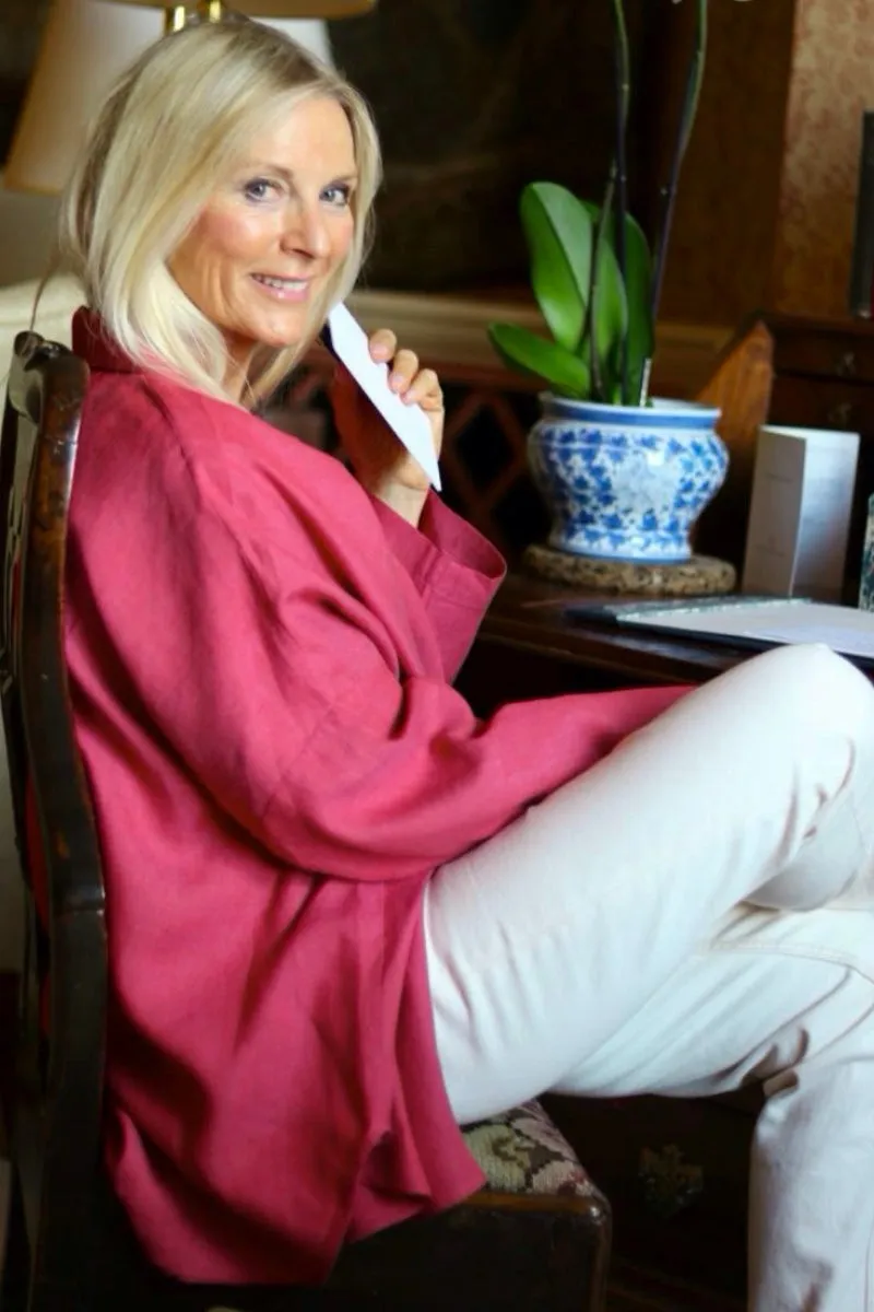 F-THE TARA OVERSIZED SHIRT IN RASPBERRY IRISH LINEN
