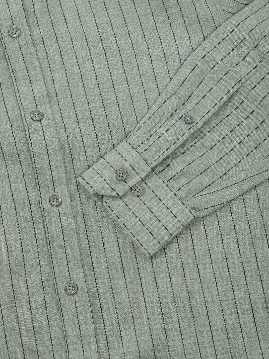 Fabric Linen Sea Green Stitch Full Sleeve Shirt