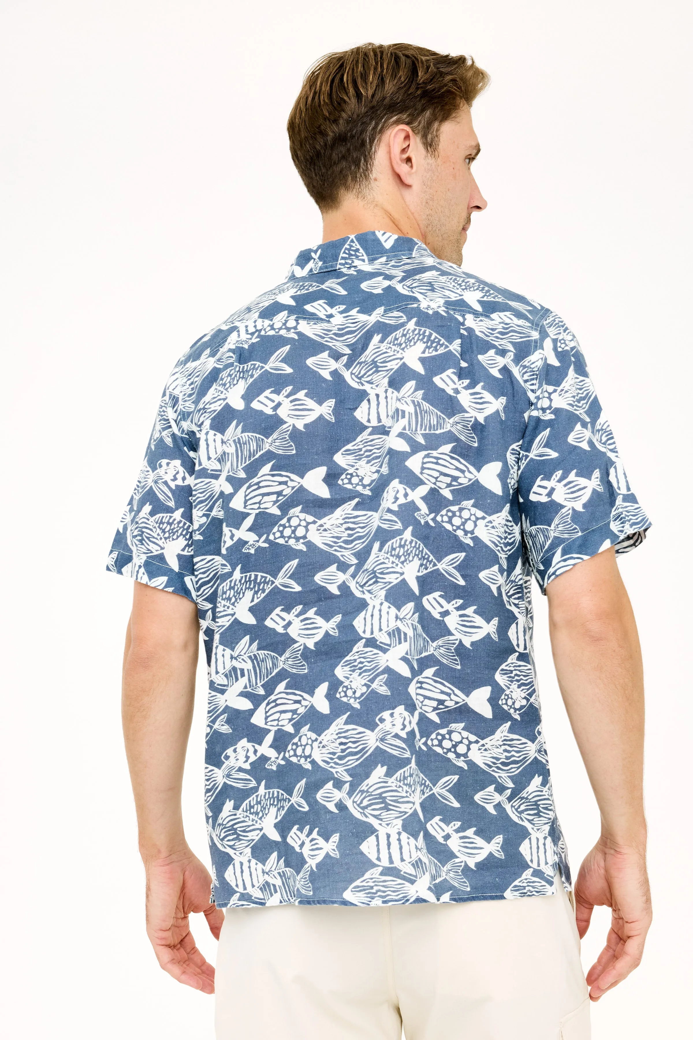 Irie Linen Shirt - Skipper Blue Fish
