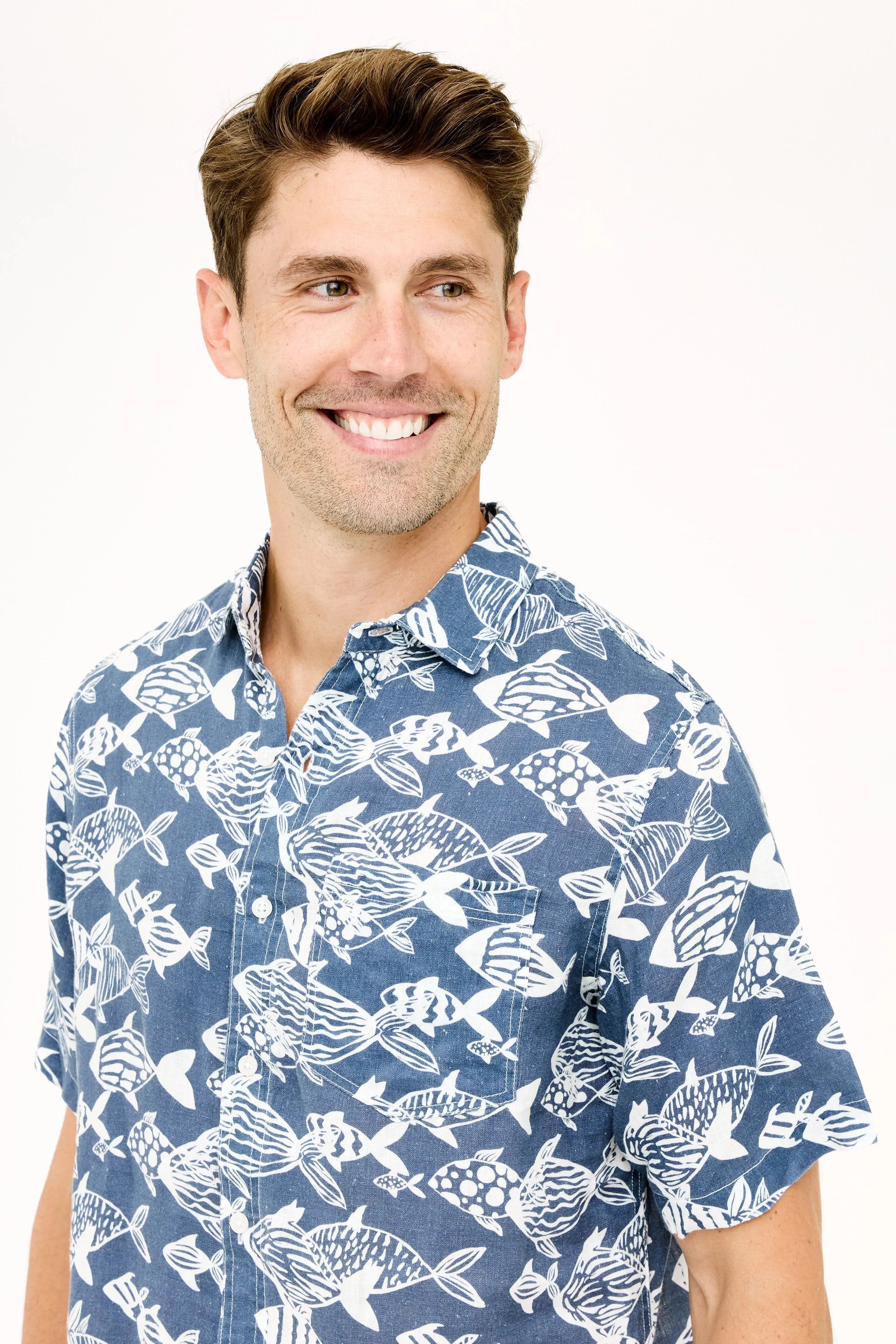 Irie Linen Shirt - Skipper Blue Fish