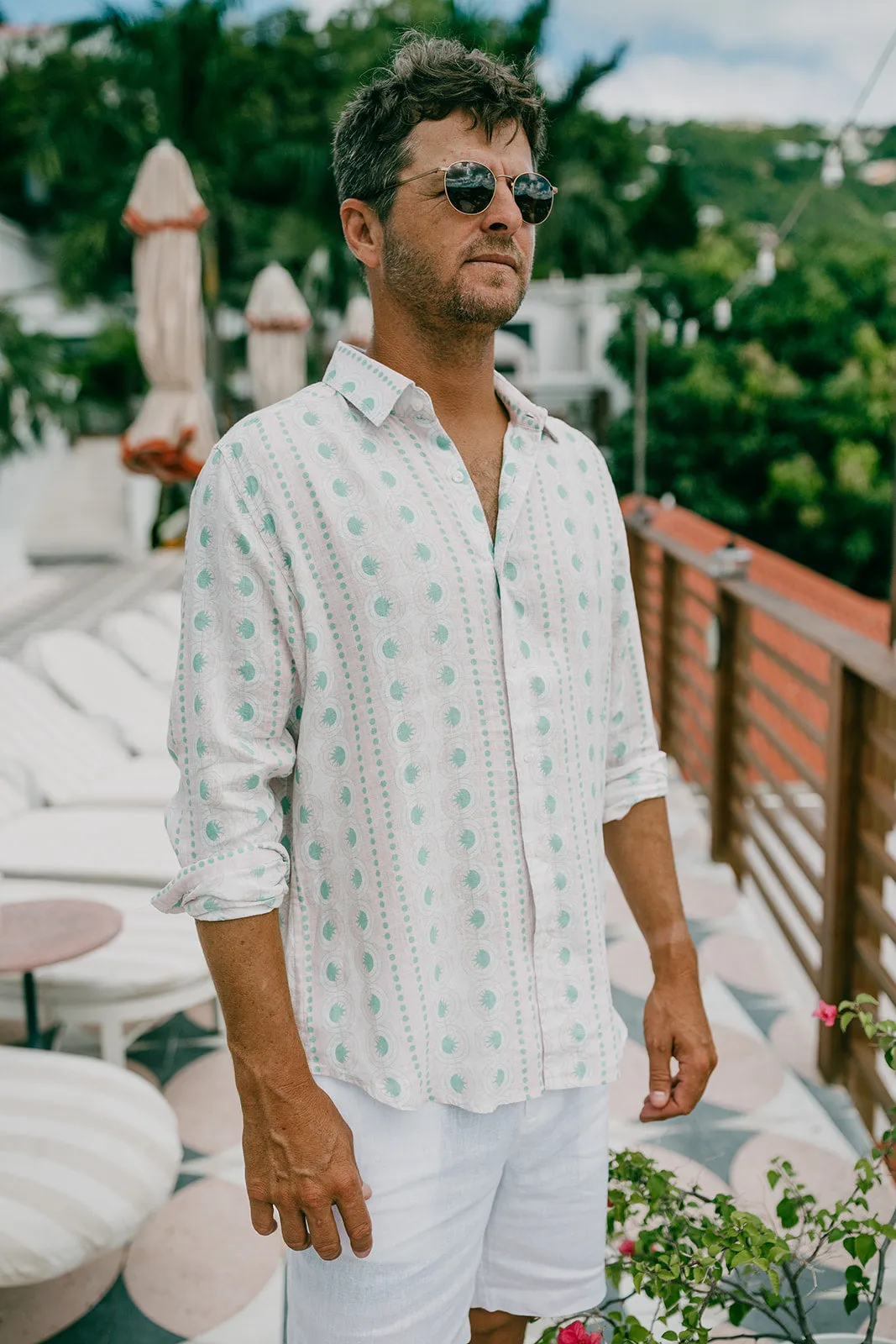 Jeremy Linen Shirt - Pink Pineapple