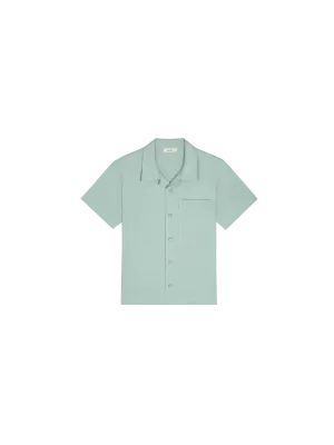 Kids' DNA Aloe Linen Camp Collared Shirt—eucalyptus blue