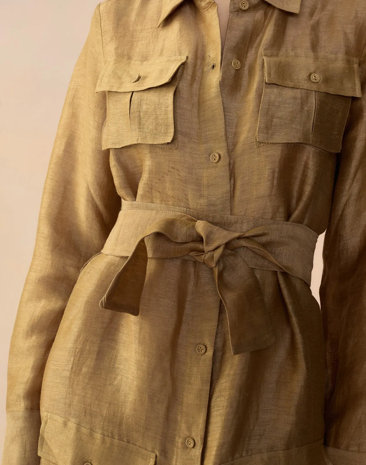 Lagos Silk Linen Shirt Dress