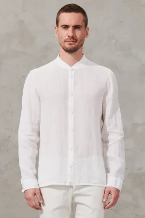 Regular-fit Mao Neck Linen Shirt